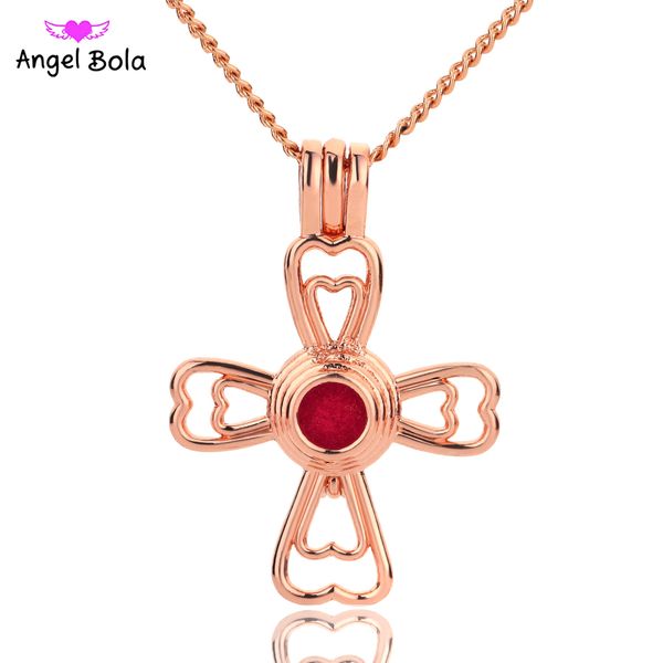 

18kgp 5/lot wholesale 3 styles in fashion stock jesus bless the cross diy pearl /gem beads locket cages pendant necklace