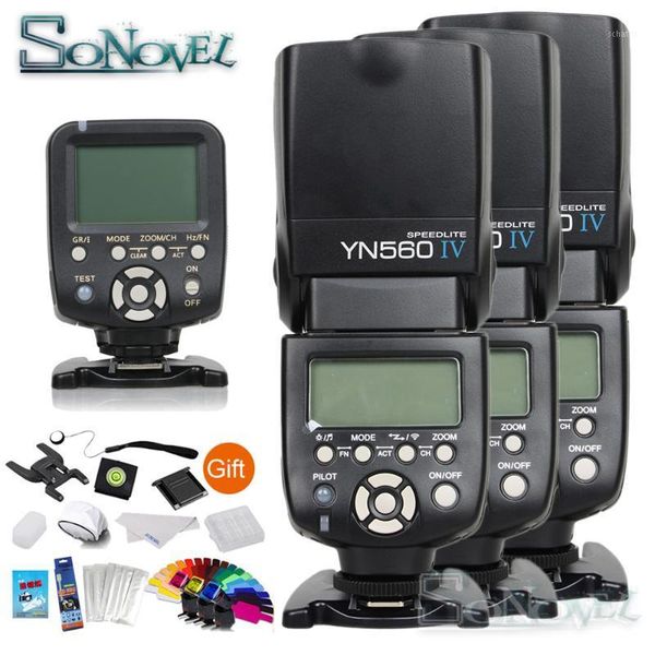 

flashes yongnuo yn-560tx wireless controller trigger + 3x yn-560iv yn560iv lcd display 2.4g flash for slr cameras1