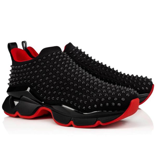 

fashion spikesock men sneakers neoprene red bottom shoes outdoor sports party wedding t-quality brands men's designer trainers eu38-46, Black
