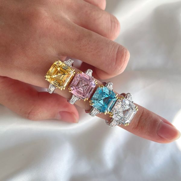 

original design party ring real 925 sterling silver cz diamond ring european american bling high 8a zircon wedding rings engagement jewelry, Golden;silver