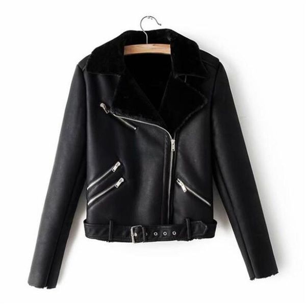 

new black warm winter coat women coat korean was thin motorcycle leather jacket fashion trend pu leather