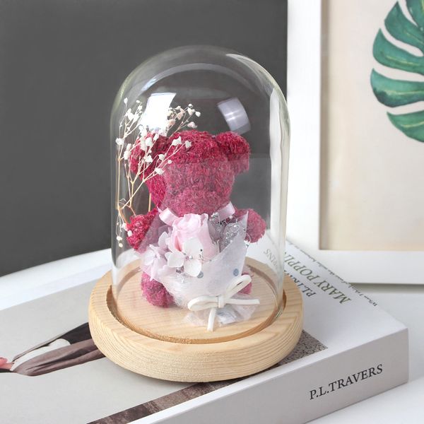 

valentines gifts decoration cover bear glass gift boxes rose gifts day wedding flower bear hwd4250 rose preserved flowers wctrr