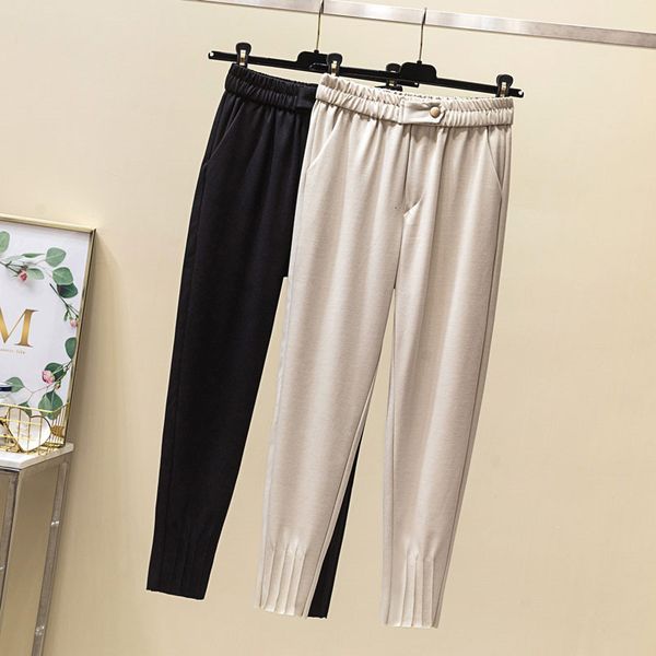 

2021 new casual women's spring autumn large loose elastic high waist female harem pants plus size feminina trousers y228 8ncd, Black