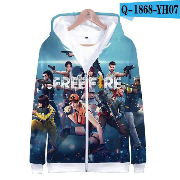 

men's zipper hooded jacket fire game sweatshirt funny harajuku clothes boy/girl coat fire hip hop 3d print kids size, Black;brown