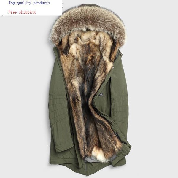 

real fur coat men parka wolf fur liner long winter jacket men raccoon collar warm parkas hombre 2020 p-12-15002, Black