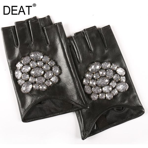 

deat 2020 open leather gloves casual rhinestone inlay big fashion offer autumn women all-mathch be489