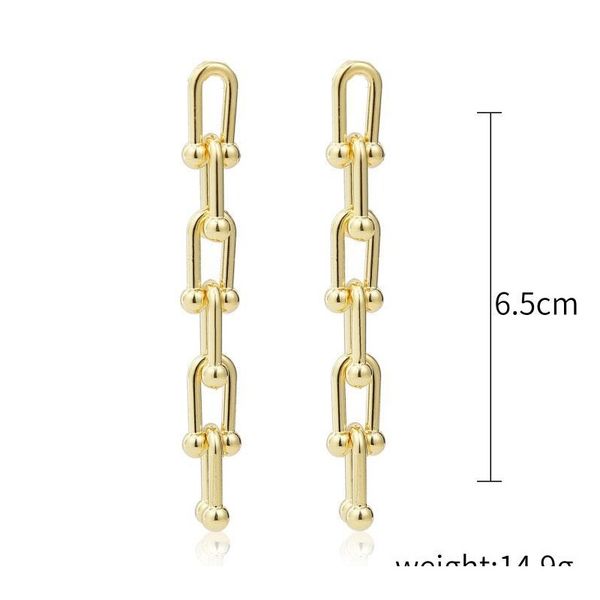 

designer geometry horse eardrop earring plated chain eardrop concise designer geometry wmteux, Golden;silver