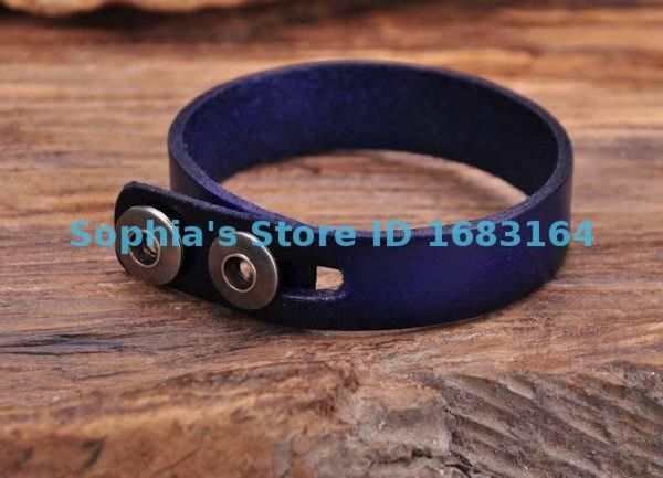 

leather g144 handmade blue cute plain retro buttons wristband bracelet cuff mens tolm#, White