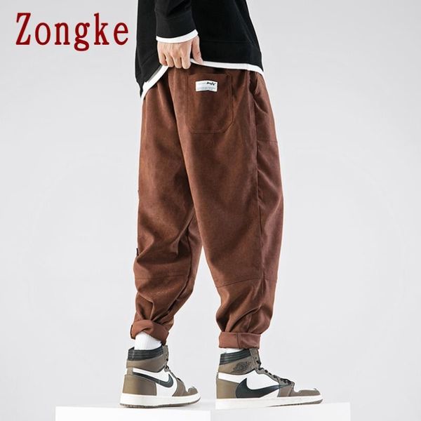 

zongke corduroy pants men japanese streetwear joggers men pants baggy harajuku sweatpants clothing hip hop trousers 5xl 2020, Black