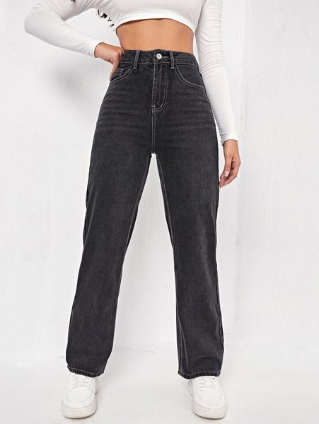 

high waist boyfriend jeans u9m3#, Blue