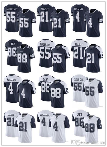 

men dallas youth cowboys 4 dak prescott 55 leighton vander esch 21 ezekiel elliott 88 ceedee lamb football jerseys, Black;red
