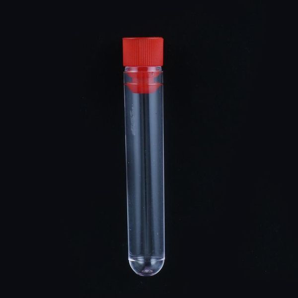 

hard plastic test tube with plug cap 12x60mm transparent round bottom vial container laboratory experiment suppli bbyaye