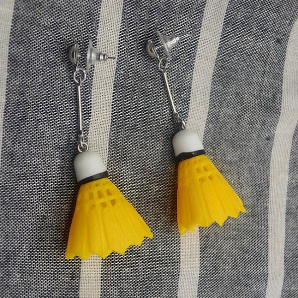 

креативные смешные серьги серьги личность девушка болтаться бадминтон футбол теннис длинные серьги tassel новые моды женщины ювелирные издел, Silver