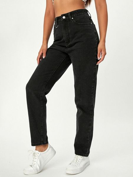 

high waist straight leg jeans p8sp#, Blue