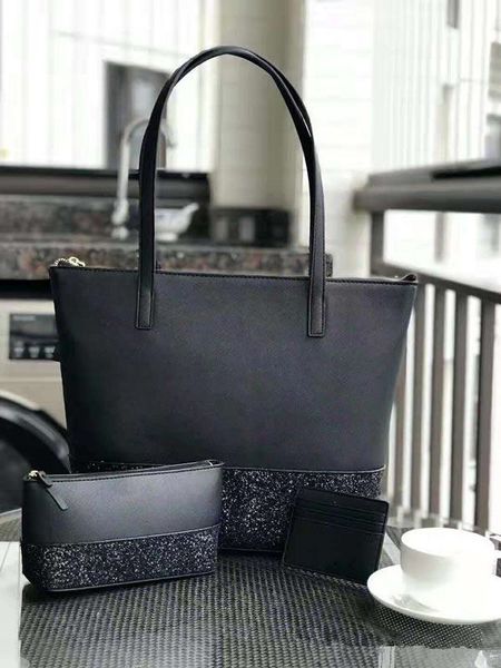 

larger glitter purse set brand designer patchwork shining tote shopping bags match with makeup bag ,card holder
