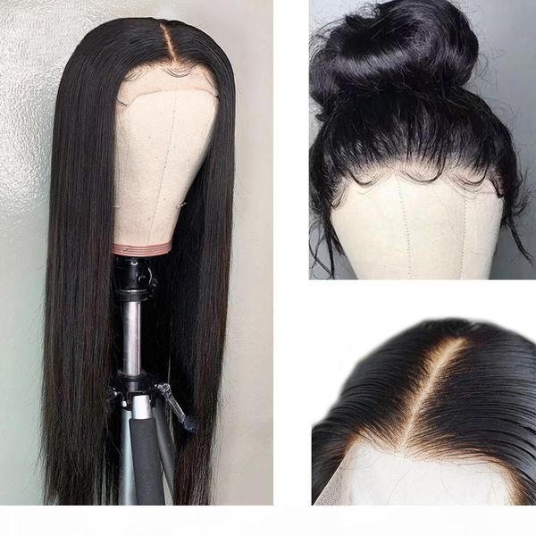 

hd transparent lace wigs 13x6 lace front human hair wigs pre plucked remy brazilian straight 360 lace frontal wig, Black