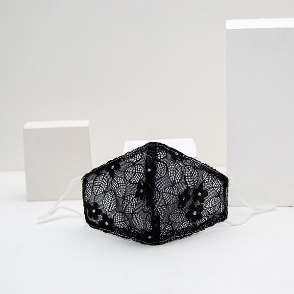 

factory 2020 new creativity fashion face mask for women lace pattern cotton dustproof washable anti-fog bbreathable three-dimensional mask