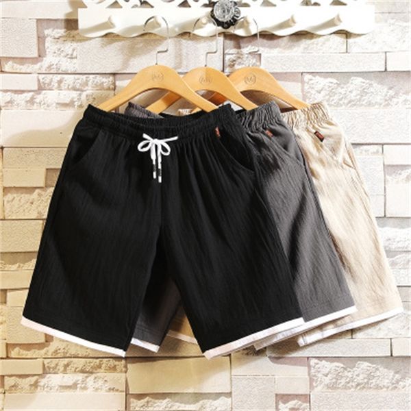 

mens new casual solid pants summer loose breathable 5 colors seasons pants male fashion shorts m-4xl, White;black