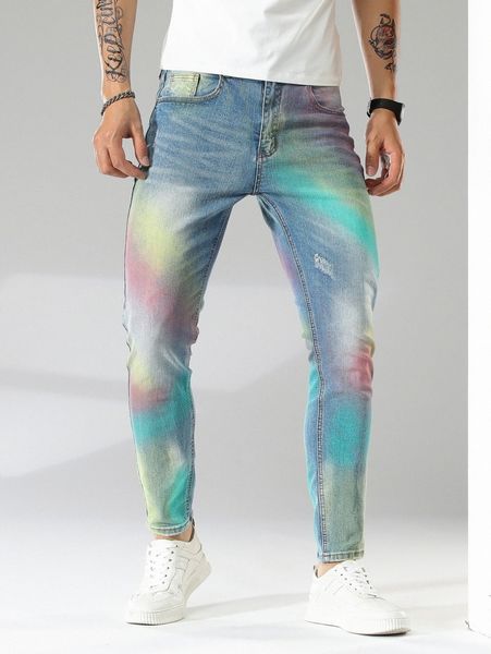 

men ombre ripped jeans v2vu#, Blue