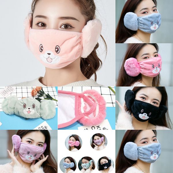 

factoryfactoycute cat winter warm plush mouth with ear muffs for men women cartoon face mask 2 nhf5c