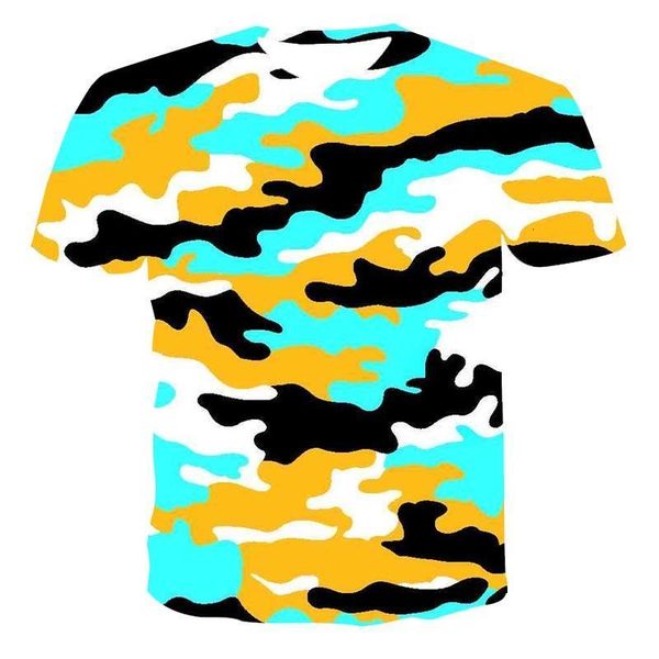 

summer 2021 new camouflage pattern print shirt fun t-shirt hip-hop clothing short-sleeve t-shirt street clothing 3d printed, White;black