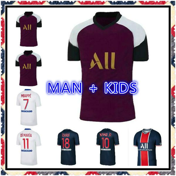 

maillots tous unis 2020 2021 di maría soccer jerseys 20 21 mbappe icardi 4th football shirts verratti kits kids kimpembe marquinhos uniforms, Black;yellow