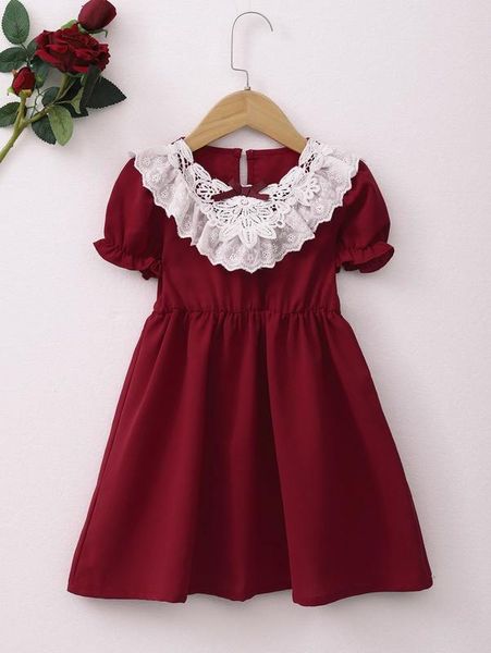 

toddler girls eyelet embroidered panel dress she, Red;yellow