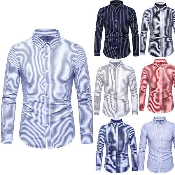

men striped shirts long sleeves slim fit thin casual for spring ser881, White;black