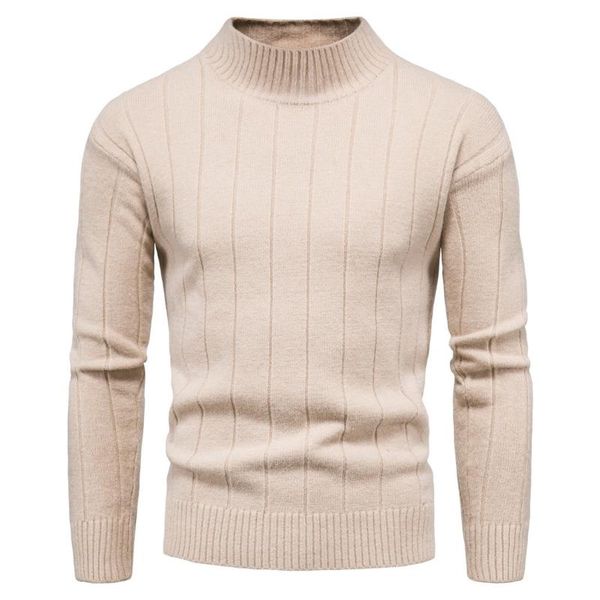 

men's sweaters autumn winter sweater wear mock neck striped long-sleeve, White;black