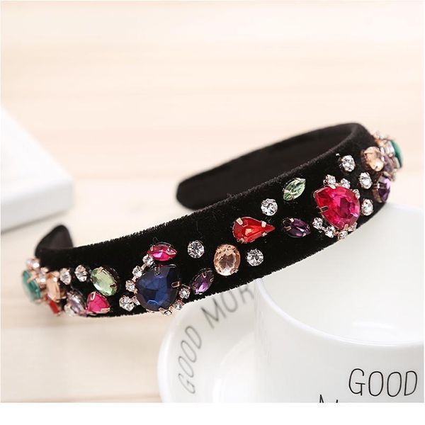 

haimeikang red crystal velvet hairband for women crown full rhinestone handmade hair bands headband wedding hair acc qylkpk