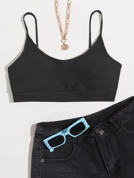 

rib-knit cami u3kv#, White