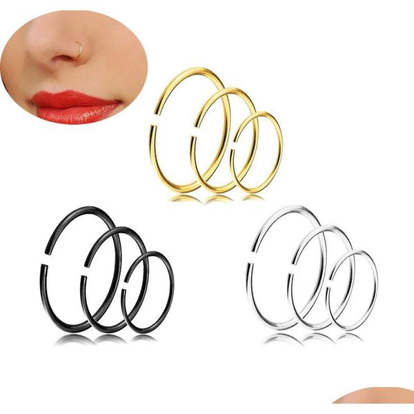 

women men nose rings gold plated c shape nose ring studs body piercing jewelry 9pcs lot htjl0, Silver