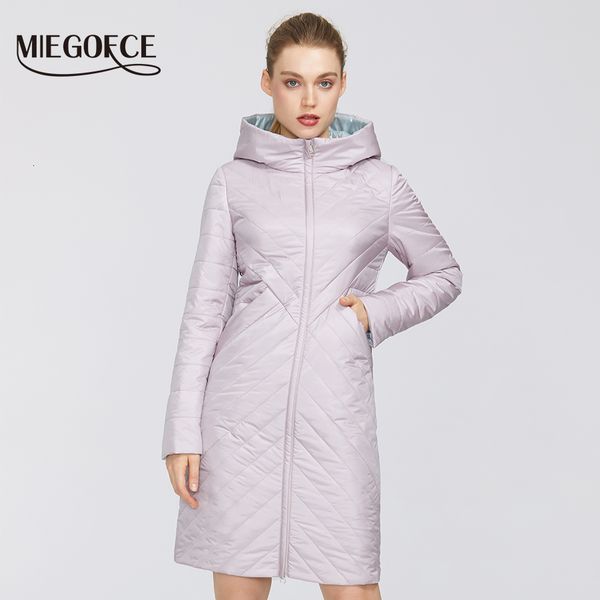 

miegofce 2020 designer spring womens cotton jacket with zipper and mid-length resistant hooded collar female raincoat windproof lj200825, Black