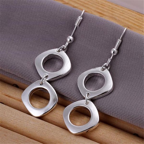 

beautiful double square silver color earrings selling fashion jewelry party e024 gift h bbyymh, Golden