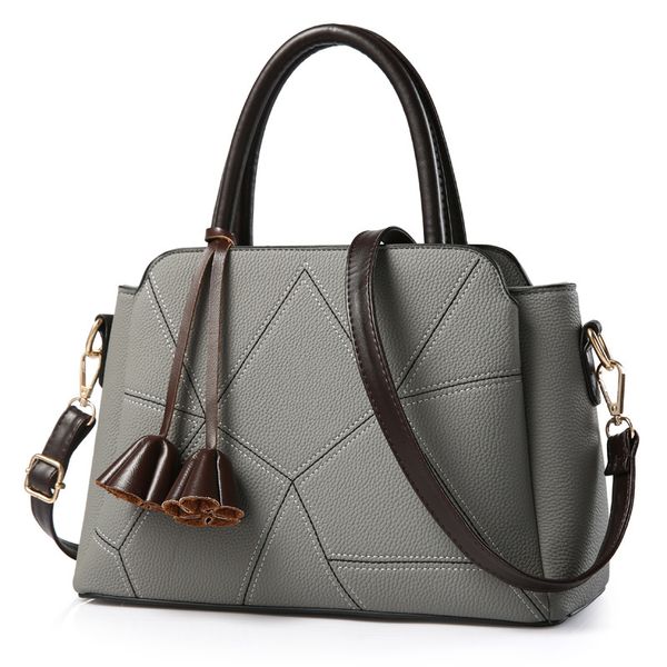 HBP -Einkaufstasche Retro Frauen Leder Handtaschen Geldtaschen Pocket Female Messengerbags Lady Umhängetaschen Mode Casual Grey
