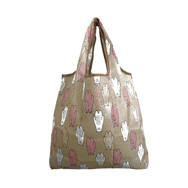 

waterproof polyester extra large bag eco-friendly reusable portable storage handbag cartoon folding shopping bag with pouch