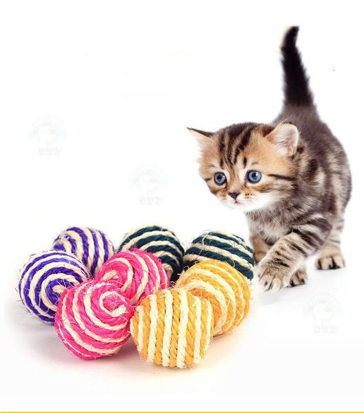 

sisal scratch-resistant grindable pet cat catch ball funny toy for 40mm