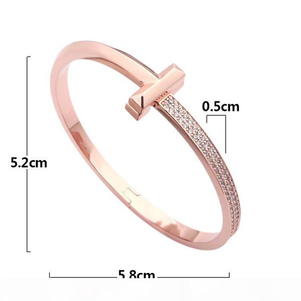 

2020 new arrrivals fashion luxury design t1 jewelry men women narrow and wide version stainless t letter cuff bangle bracelet, Black