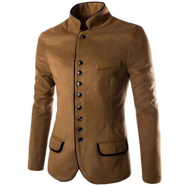 

2021 new autumn winter fashion solid standard collar wool mens blazers single breasted slim fit casual thick men's jackets m-xxl, White;black