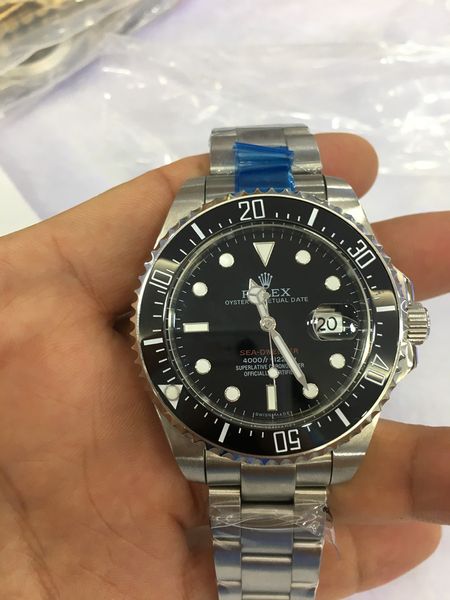 

v3 men watch 2813 automatic movement 43mm black face sapphire glass stainless steel carving clasp ceramics bezel waterproof 50m gift, Slivery;brown