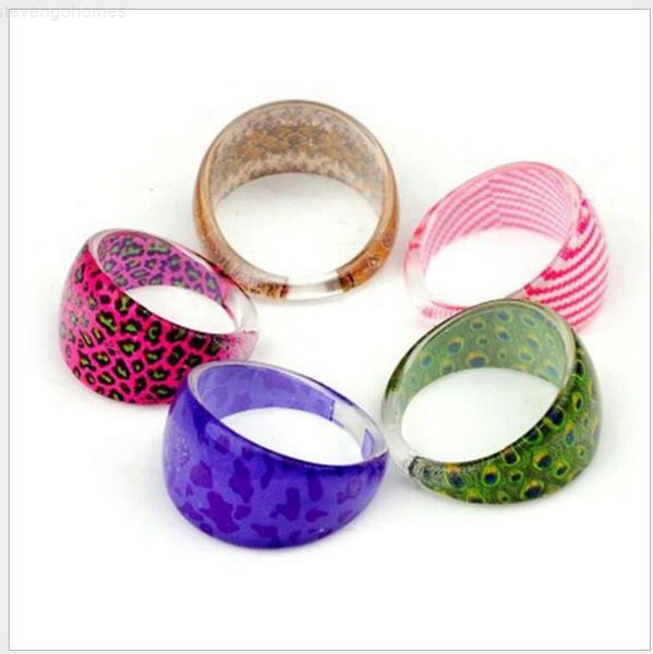 

pattern wholesale fashion multicolored pink purple leopard tiger resin platsic rings for women jewelry bulk lots ps1700, Silver