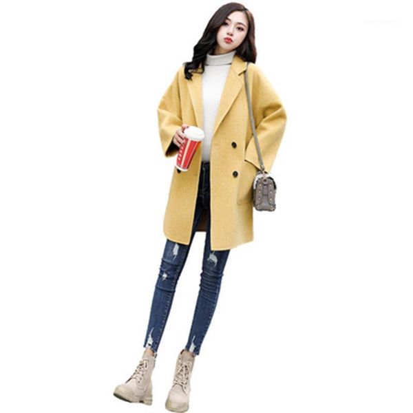 

women's suits & blazers fashion woolen blazer women coat fall winter high-quality loose casual business coat1, White;black