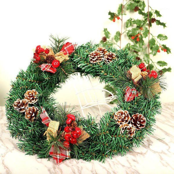 

decorative flowers & wreaths christmas decoration green pvc artificial garland holiday party home simulation wreath with lamp1