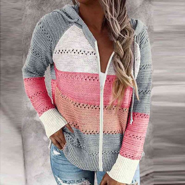 

women sweatshirt zip knitted hoodies lady patchwork long sleeves hooded sweatshirt sweater cardigan blusas, White;black