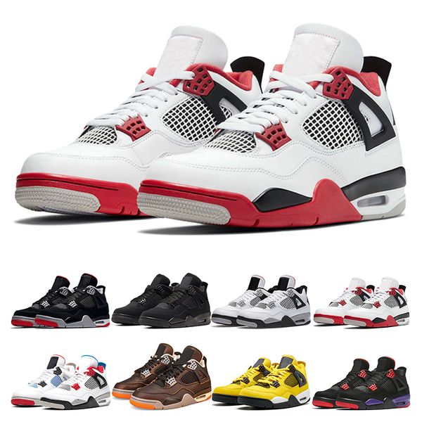 

new arrival mens basketball 4s outdoor sports shoes starfish university blue fired red white cement black cat cool grey men trainer sneakers