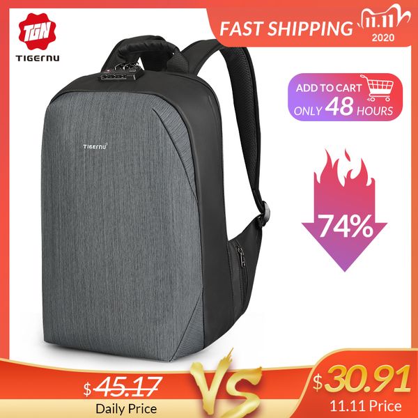 

2020 tigernu new anti theft 15.6" lapbackpack men large capacity usb charging business backpacks male with bags fashion