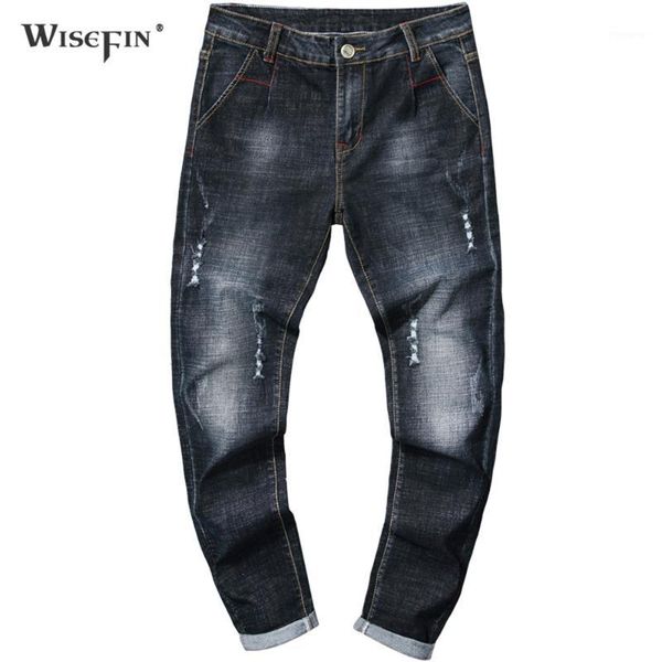 

stretch ripped jeans men vintage skinny denim pants fashion classic jeans slim fit casual long trousers hiphop d301, Blue