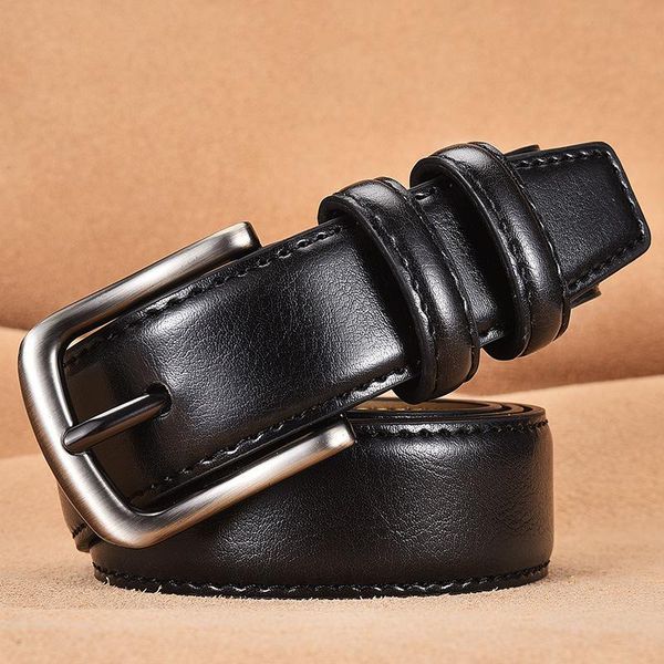 

belts luxury fashion male reversible leather belt men business trouser genuine for jeans blue dark brown black, Black;brown