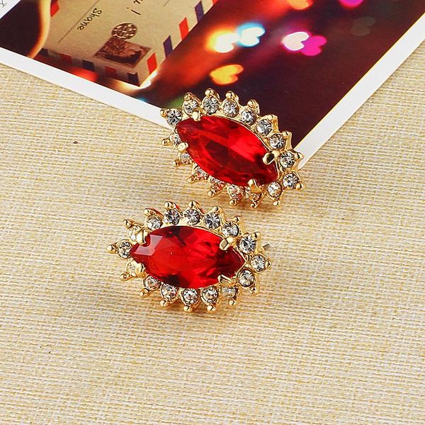 

stud crystal plated gold red wedding earrings korean fashion statement online shopping india studs abc, Golden;silver