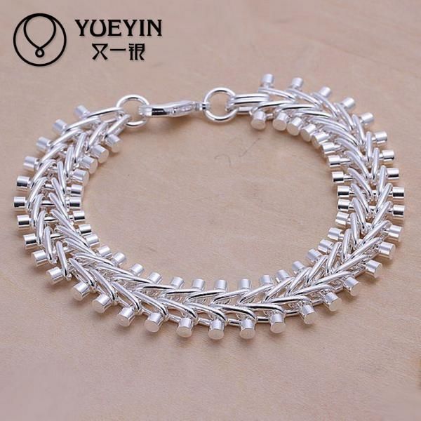

silver plated bracelet for women men lovers silver jewelry luxurious bracciali wholesale, Golden;silver